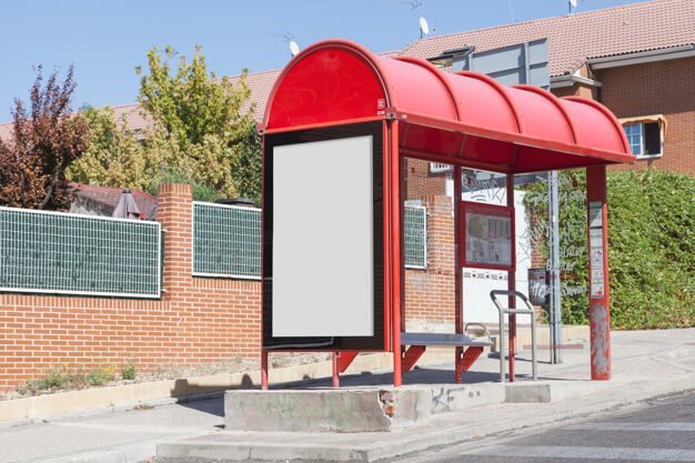 Free Blank Poster At A Bus Stop Mockup