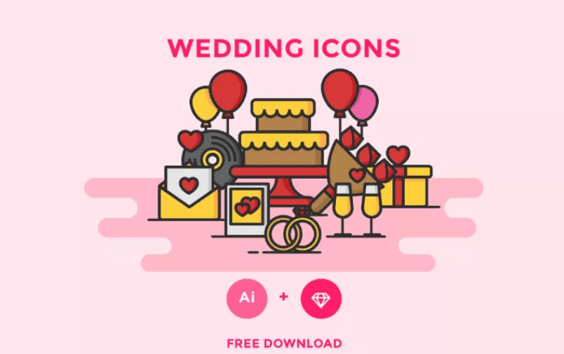 Free Wedding Cake Icons Mockup