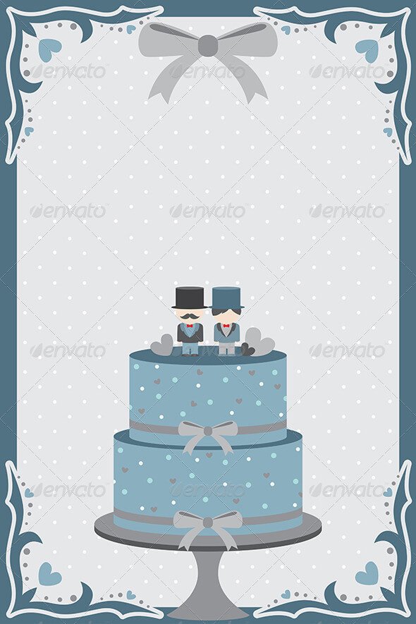 Gay Wedding Theme Cake Mockup Design