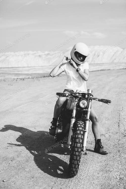 Girl Wearing Helmet On Her Bike Mockup