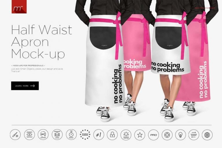 Download 40+ Free Apron Mockup | White, Person Wearing, Waist Apron