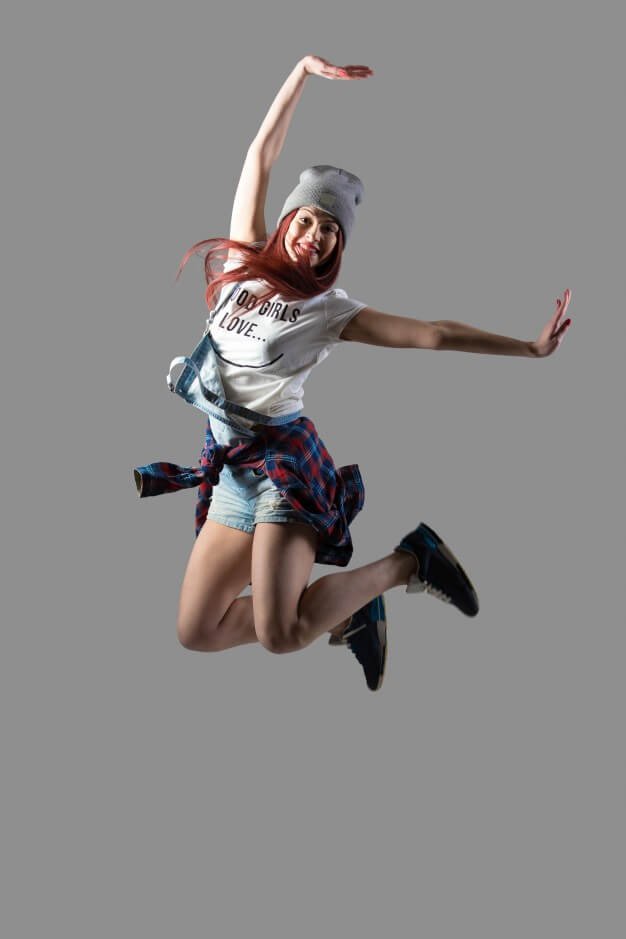 Happy Girl Jumping In A Transparent Background Mockup