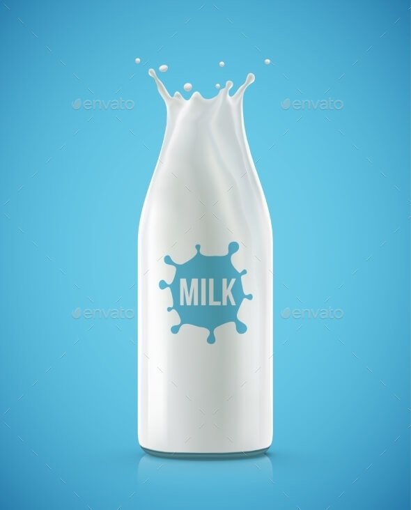 Illustration Of A Milk Bottle PSD Template