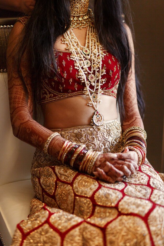 Indian Girl Wearing Beautiful Red Costume And Jewelry