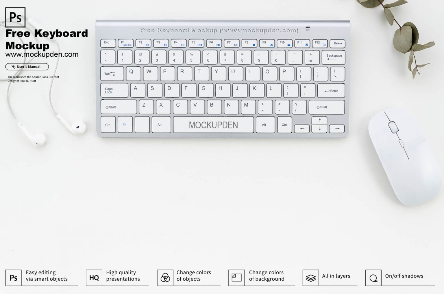 Download Free Keyboard Mockup PSD Template | Mockup Den