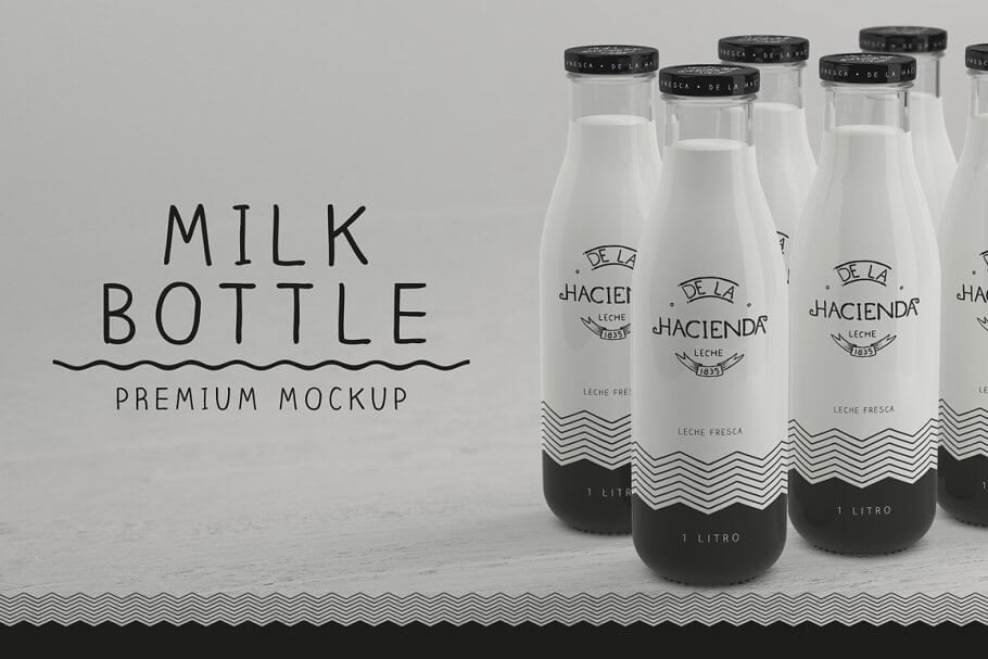 Milk Bottle With A Black Cap PSD File