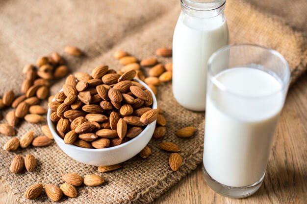 Milk With Organic Almond Photo
