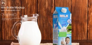 Free Milk Bottle Mockup PSD Template