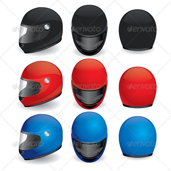 Motorcycle Helmet In Different Angles Vector