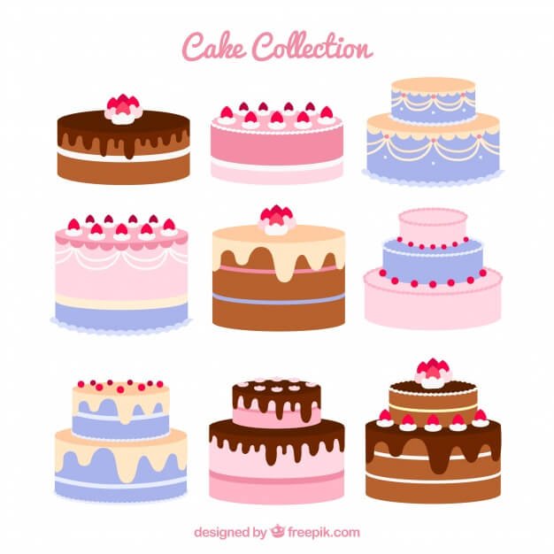 Nine Types Of Cake Collection Vector