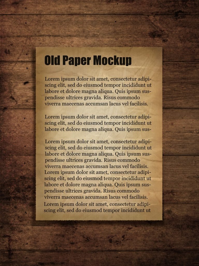 Free Old Paper Mockup PSD Template