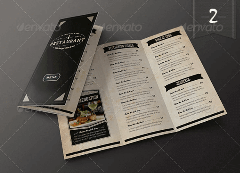 Pack of 2 Restaurant Menu Card Designs Mockup