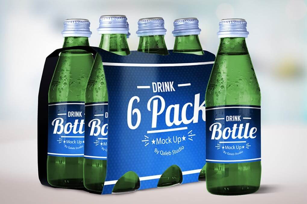 Pack of 6 Drinking Water Bottle PSD Mockup