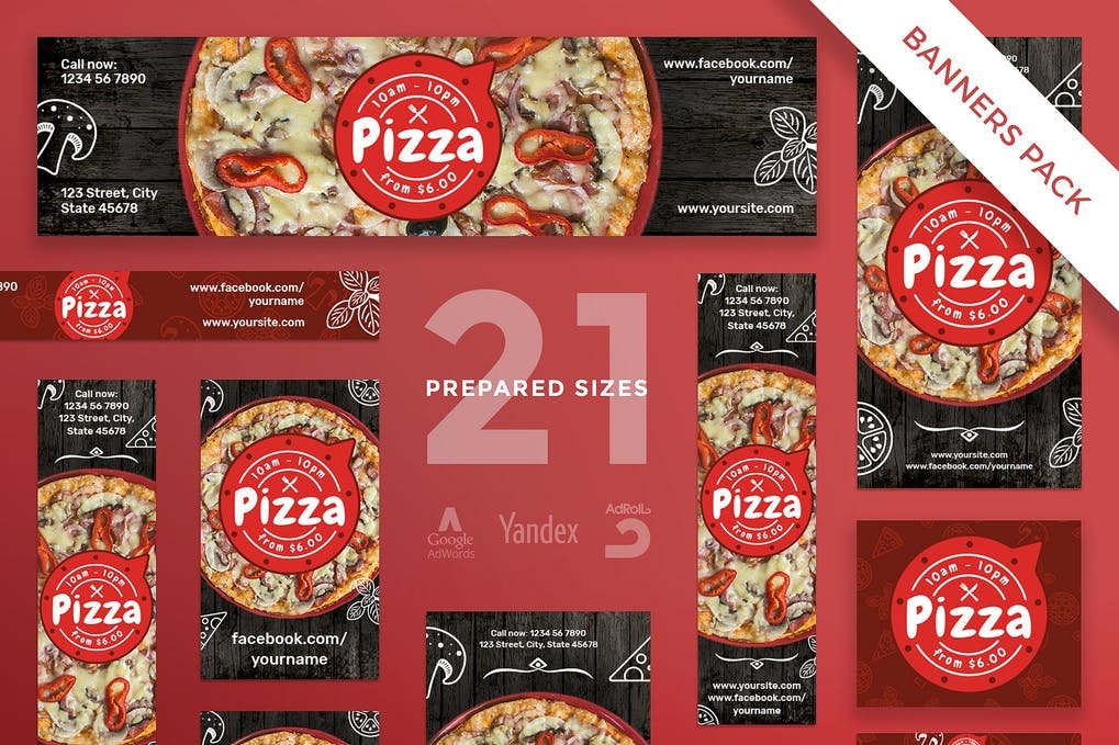 Pizza Banner Scene PSD Mockup