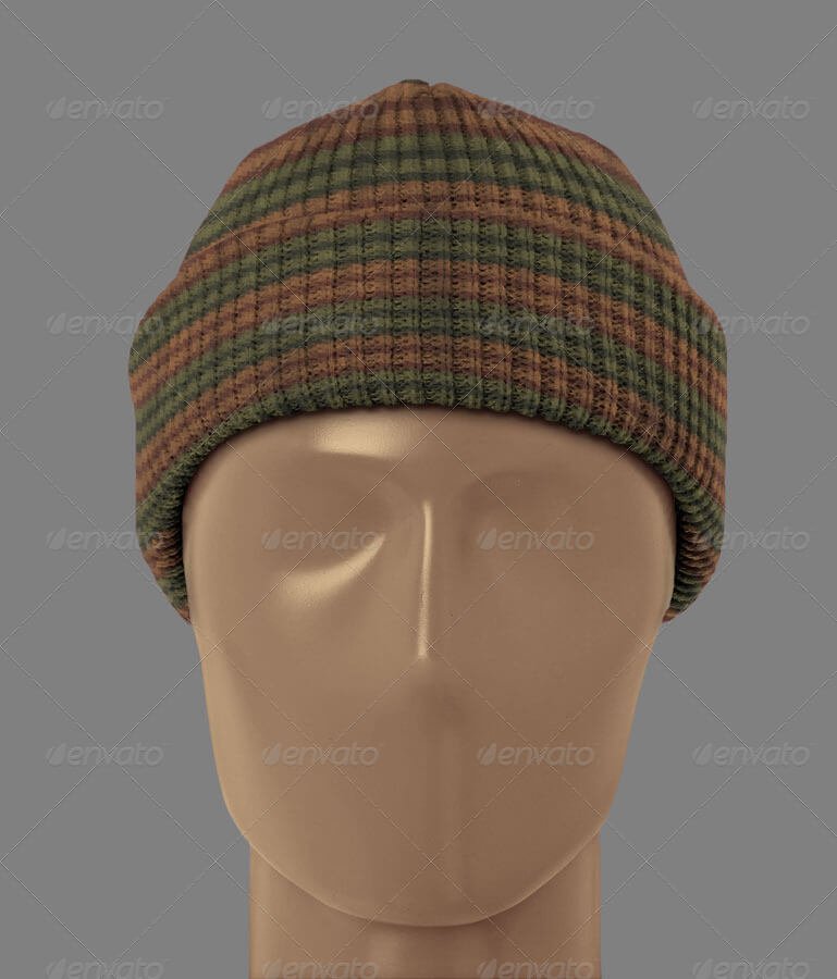 Realistic And Multicolored Beanie PSD Mockup