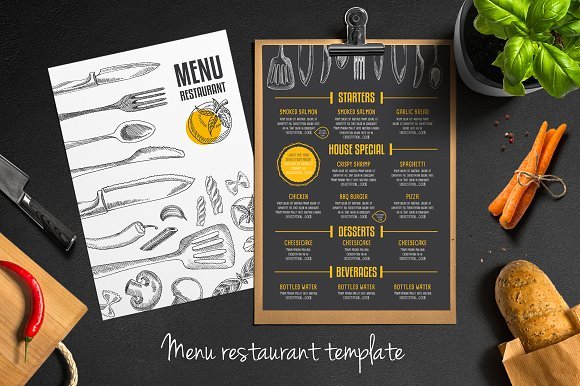 Realistic Restaurant Menu Card Design