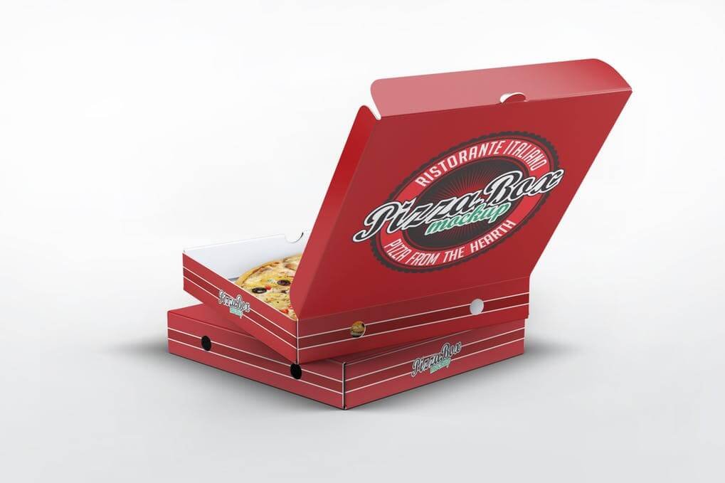 Red Pizza Box PSD Mockup