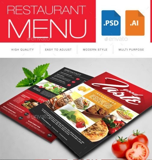 Restaurant Menu Mockup - PSD & AI Format