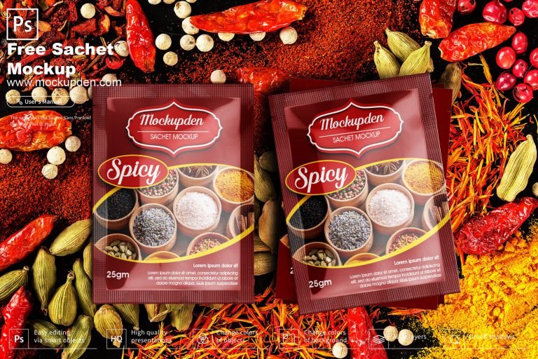 Free Spices Sachet Mockup PSD Template