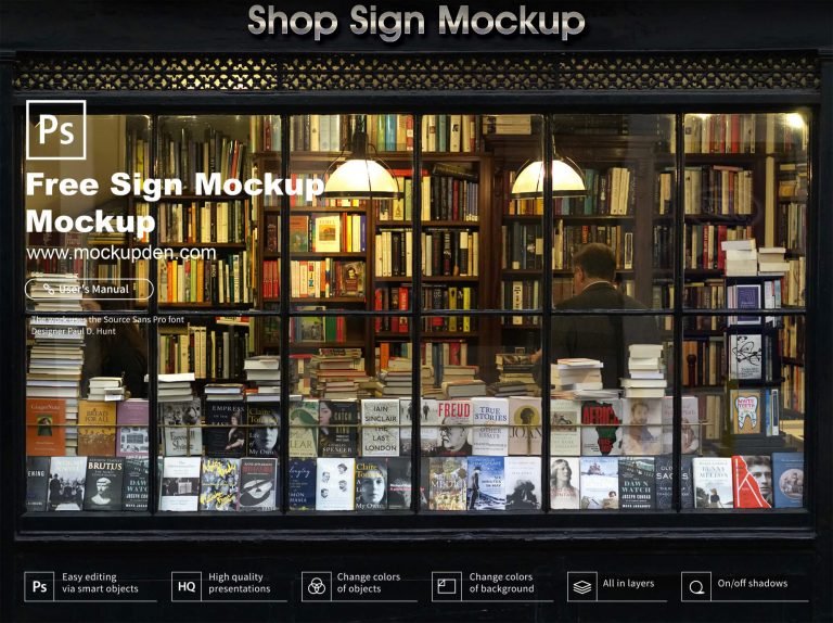 Free Name Shop Sign Mockup PSD Template