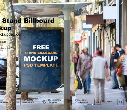 Free Stand Bill Board Mockup PSD Template