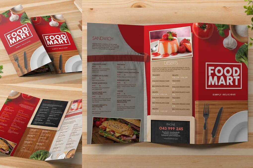 Sweet Restaurant Menu Card Design PSD Mockup