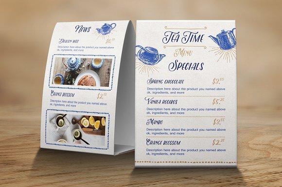 Tea Cafe Menu Mockup Design