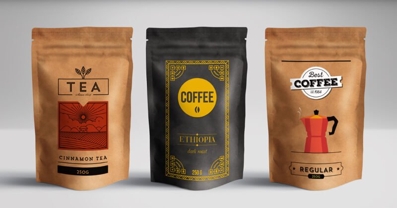 Trendy Coffee Bag Design Mockup PSD