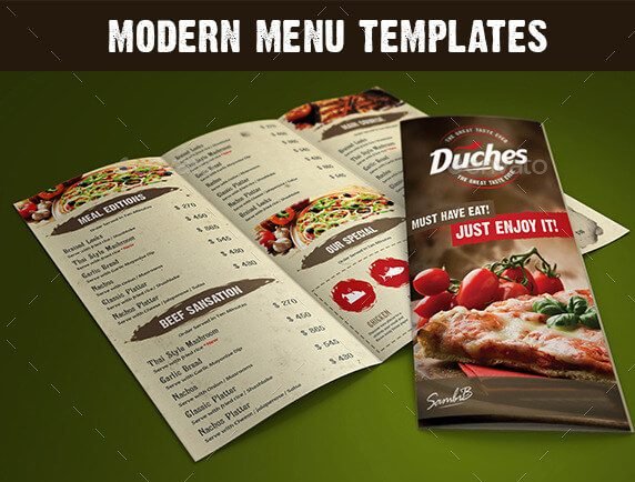 Tri-fold Restaurant Menu PSD Mockup