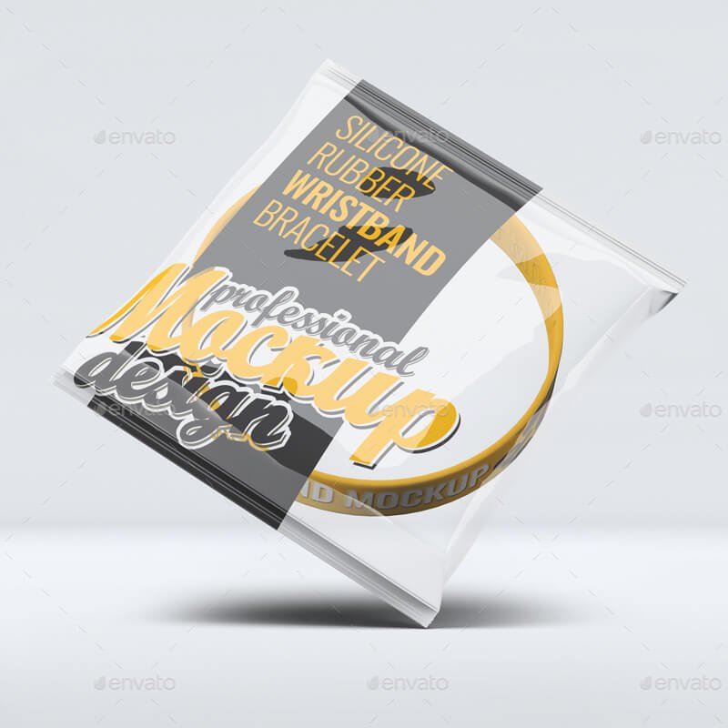 Wristband In A Transparent Packet Mockup