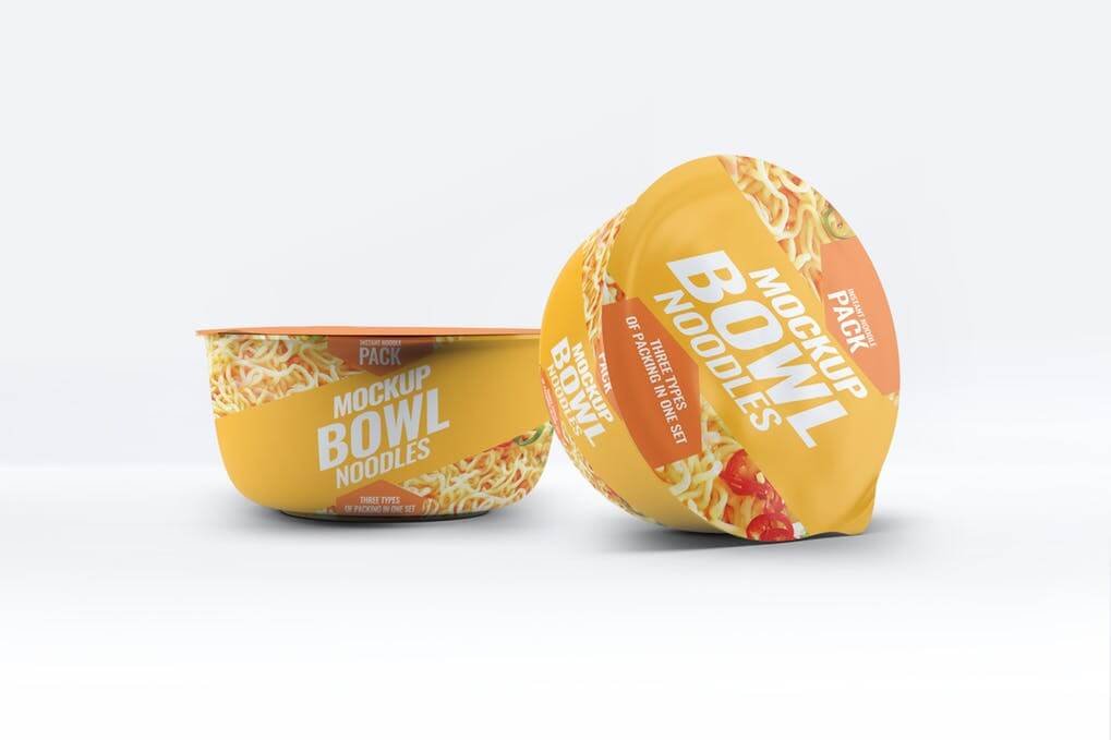 Yellow Packaging Instant Food Bowl Mock-Up
