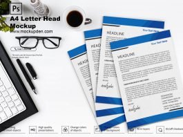 A4 Size Letterhead Mockup PSD Template