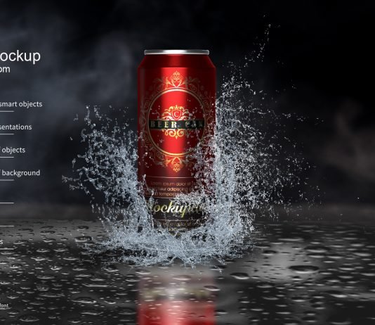 Free Beer Can Mockup PSD Template