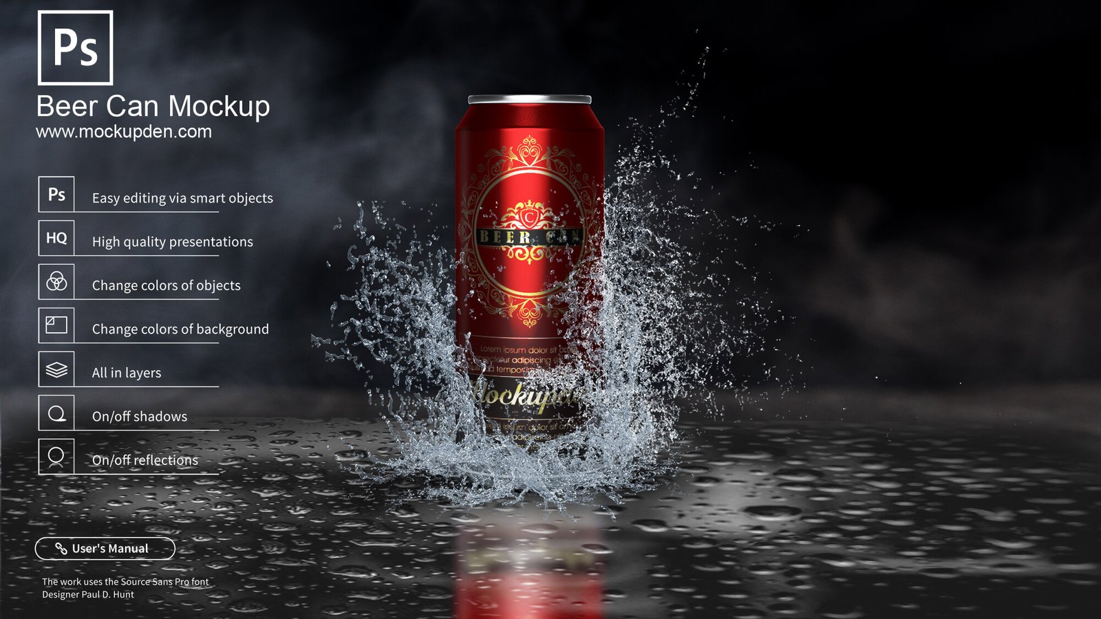 Free Beer Can Mockup PSD Template