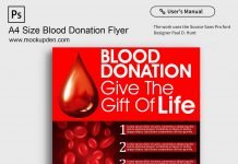 Free A4 Size Blood Donation Flyer Mockup PSD Template