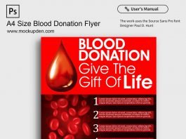 Free A4 Size Blood Donation Flyer Mockup PSD Template