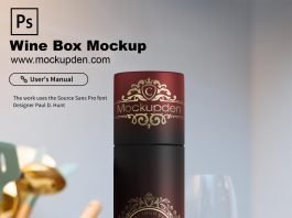 Free Wine Box Mockup PSD Template