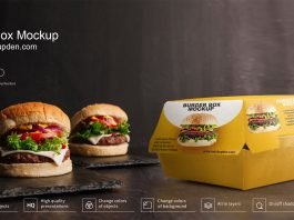 Free Burger Box Mockup PSD Templae