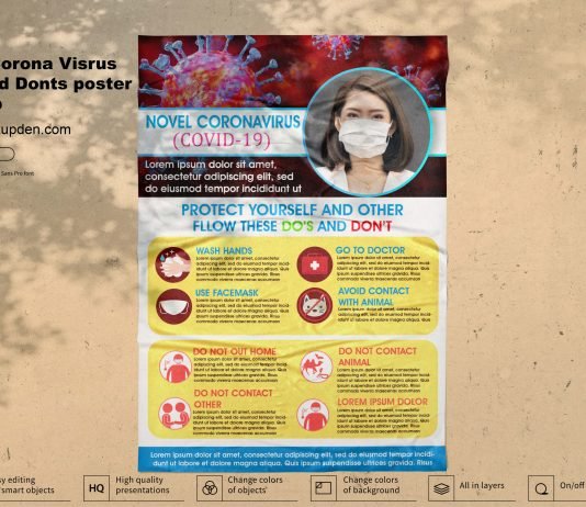 Free Corona Visrus Do's and Donts poster Mockup PSD Template