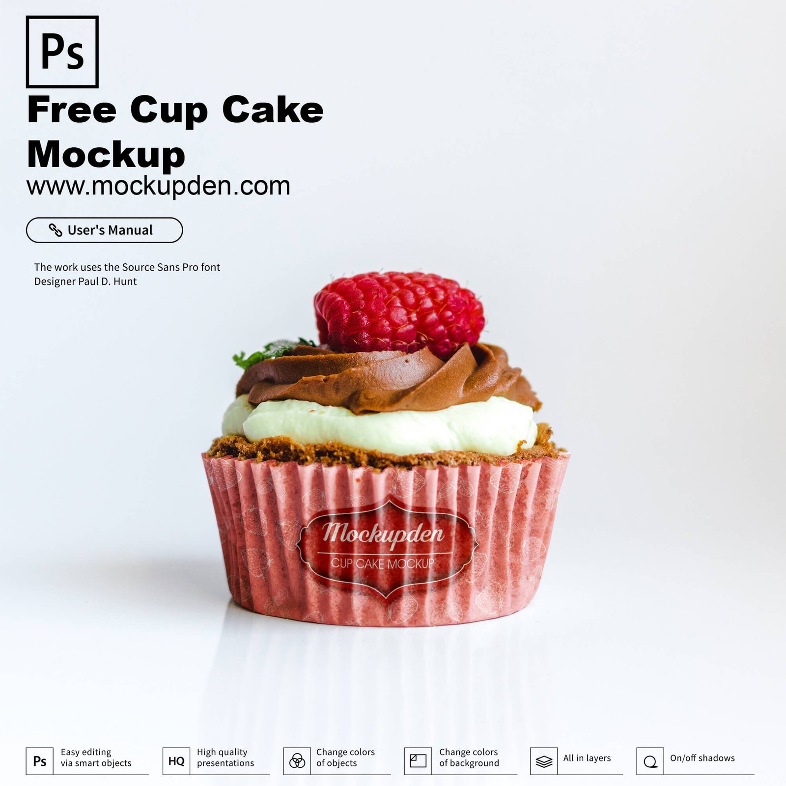 Free Cup Cake Mockup PSD Template