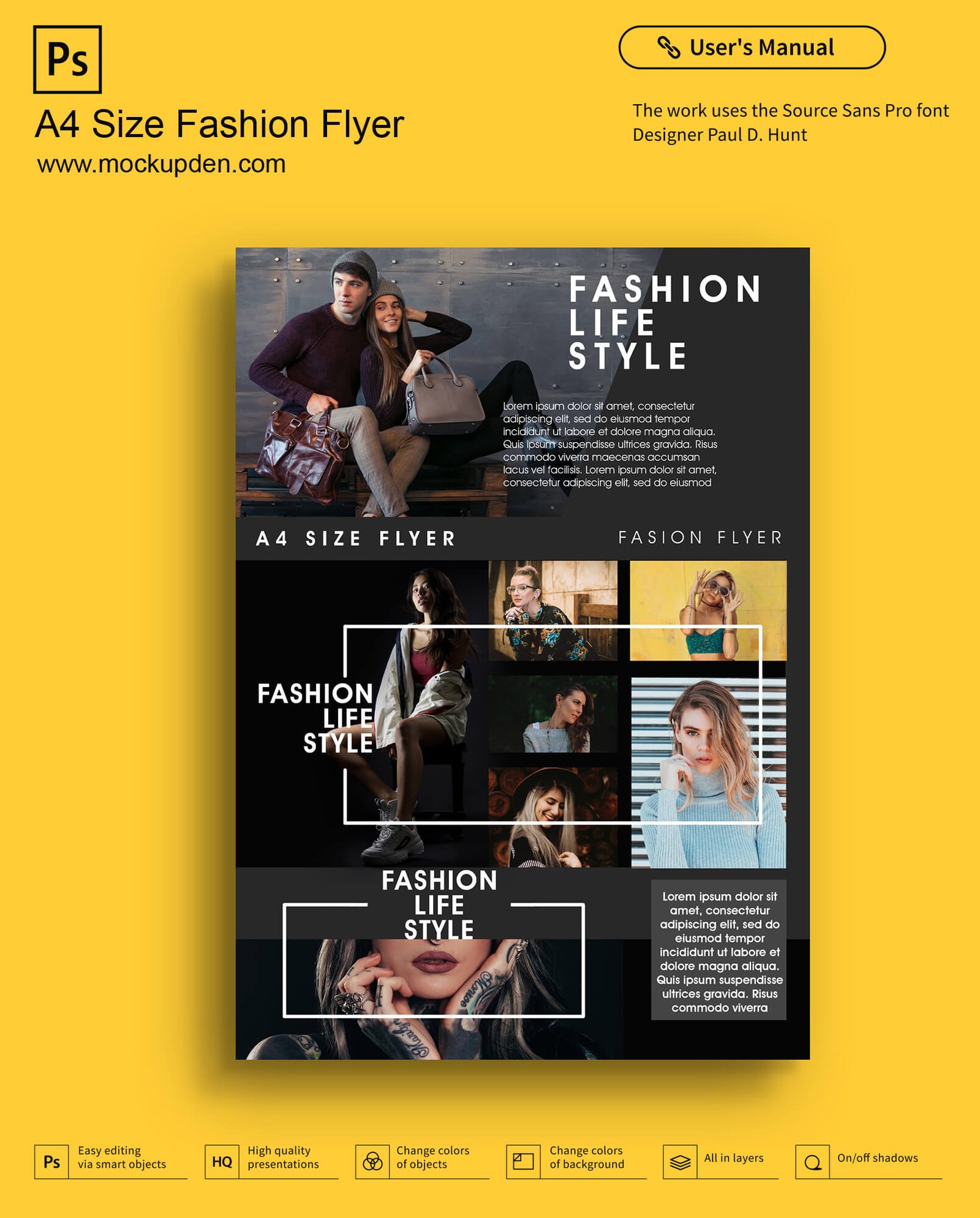 Download Free A4 Size Fashion Flyer Mockup PSD Template - Mockup Den