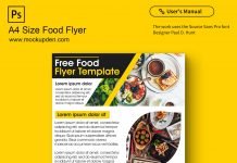 Free A4 Size Food Flyer Mockup PSD Template