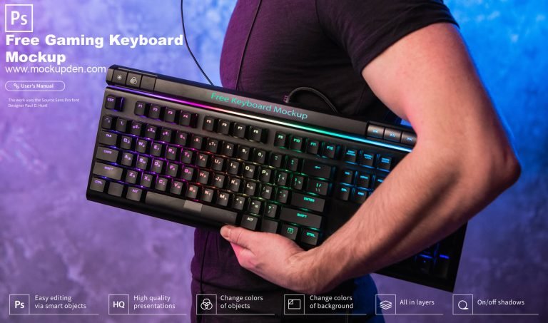 Free Gaming Keyboard Mockup PSD Template