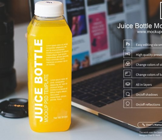 Free Juice Bottle Mockup PSD Template