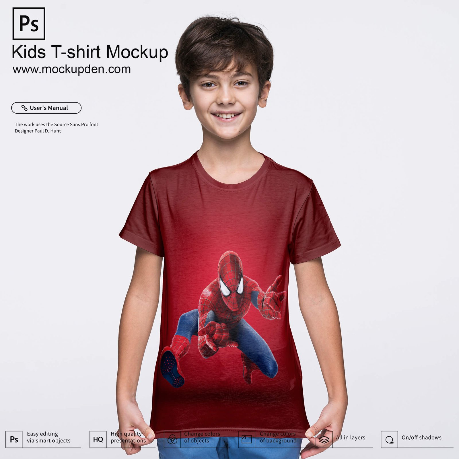 Download Free Kids T-Shirt Mockup PSD Template - Mockup Den