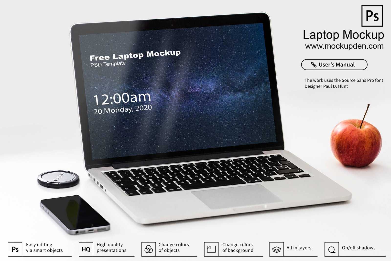 Download Free Laptop Mockup PSD Template | Mockup Den