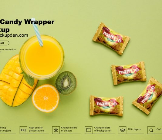 Free Candy Wrapper Mockup PSD Template