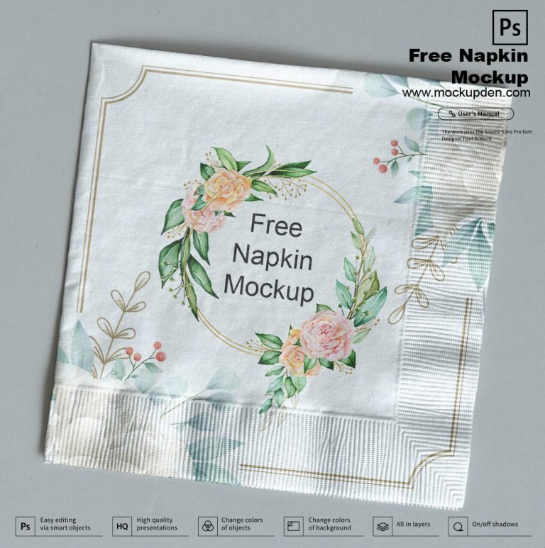 Download Free Napkin Mockup PSD Template | Mockup Den Exclusive