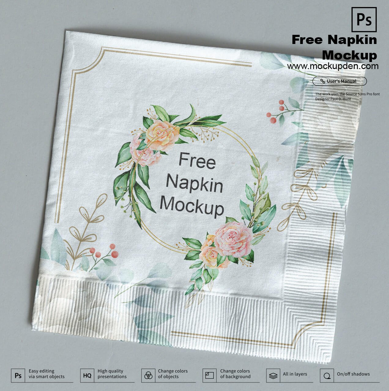 Download Free Napkin Mockup Psd Template Mockup Den Exclusive