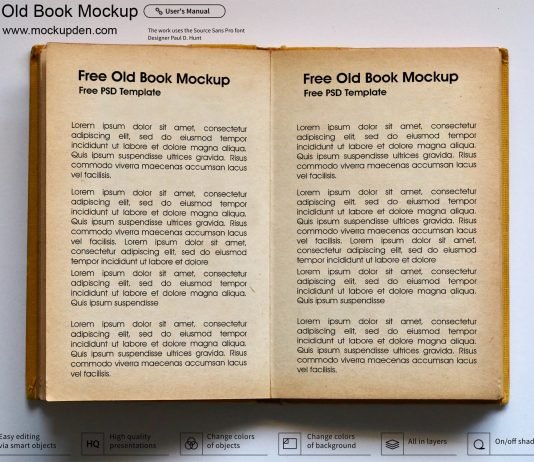 Free Old Book Mockup PSD Template
